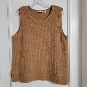 Soft Surroundings Womens Sleeveless Knit Sweater Tank Top Vest Brown Pullover XL